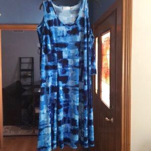 Susan Graver Liquid Knit 3/4 Sleeve Cold Shoulder